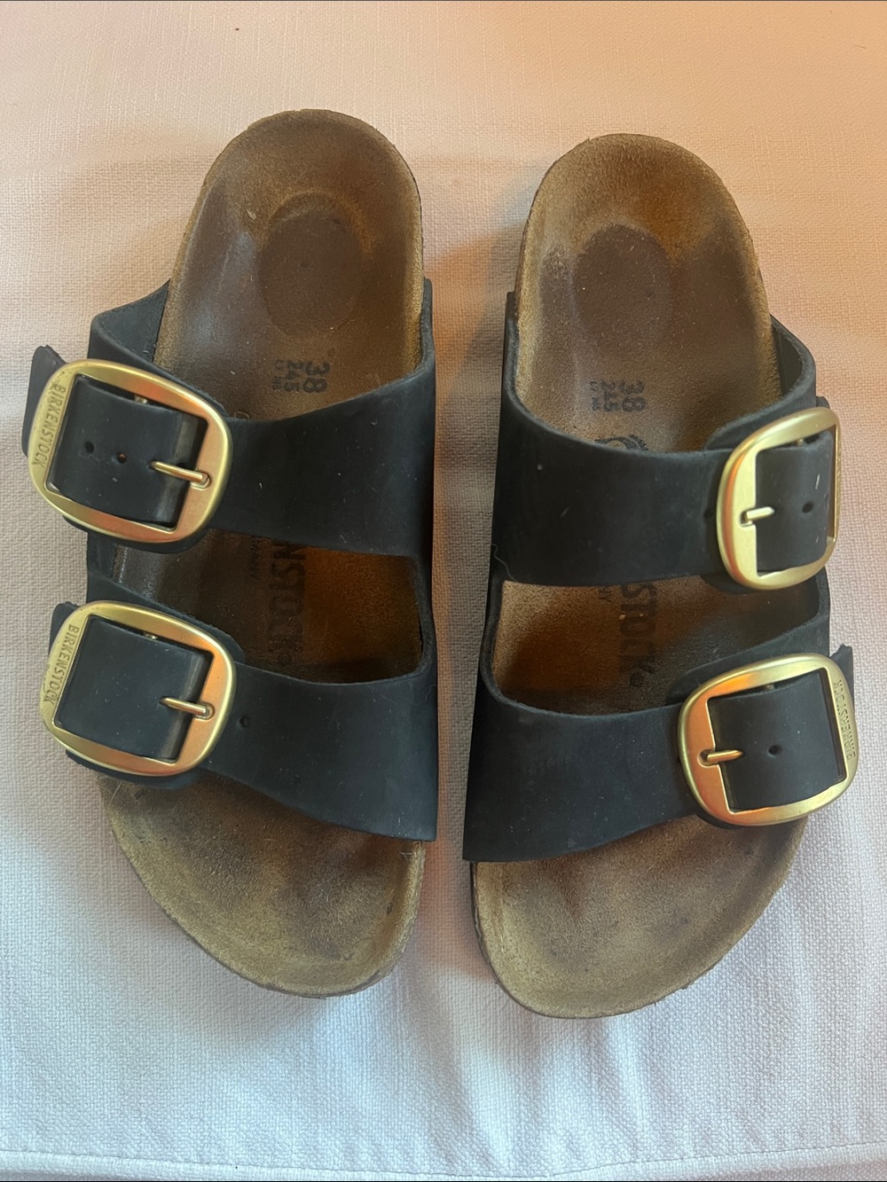 Birkenstock Black Suede Double Buckle Sandals size 38